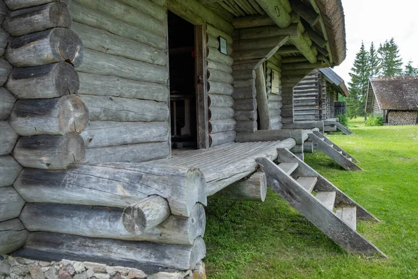 Stabilní Prasečí Chlév Dřevěných Klád Staré Dřevěné Budovy Venkově — Stock fotografie