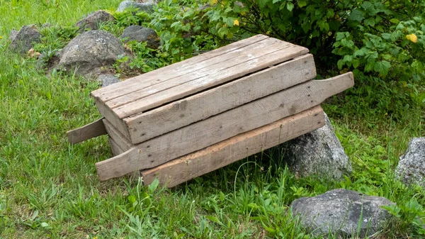 Empty Wooden Crates Box Fruits Vegetables —  Fotos de Stock
