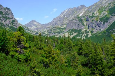 Fantastically beautiful mountain landscape with the huge rocky slopes of the High Tatras, Slovakia.