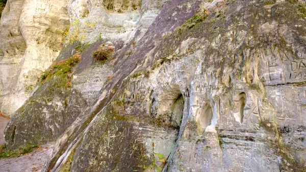 Los Grandes Acantilados Piedra Arenisca Sietiniezis Orillas Del Río Gauja — Foto de Stock