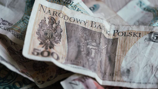 500 Ezer Lengyel Zloty Rendelkezik Bankjegyekkel Régi Zloty Pénz Lengyelország — Stock Fotó