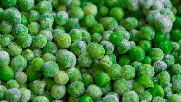 Frozen Green Peas Texture Background Ice Peas Background Food Textures — Stock Photo, Image