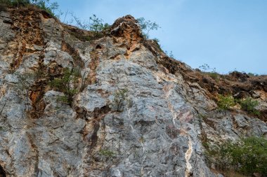 Rock mountain scene and blue sky background.