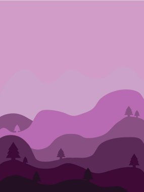 Illustration of night mountain scenic view. Gradient color. latest trend.