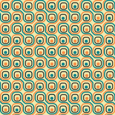 Vector seamless wavy lines truchet patterns In orange green and yellow colors abstract background. Great for clothes, dresses, bedding, paper, blankets, and textile products. Vector illustration.