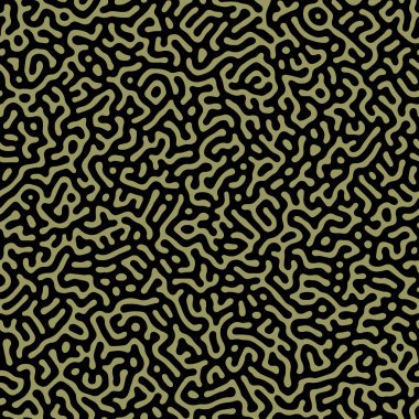 Vector seamless pattern. Abstract organic stylish texture with black and dark green smooth natural maze. Repeating coral and brain shape tileable background. Trendy surface design for product surface.