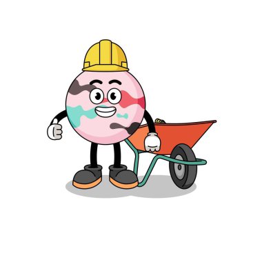 Müteahhit olarak banyo bombası karikatürü, karakter tasarımı