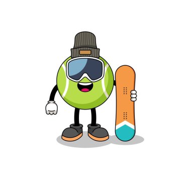 Snowboard oyuncusunun maskot karikatürü, karakter tasarımı