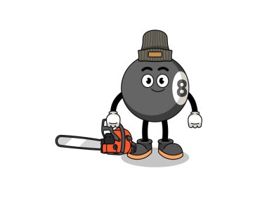 Bilardo topu illüstrasyon çizgi filmi, bir oduncu, karakter tasarımı