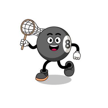 Bir kelebek yakalayan bilardo topu çizgi filmi, karakter tasarımı.