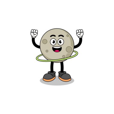 Hula hoop oynayan ayın karakter tasarımı, karakter tasarımı