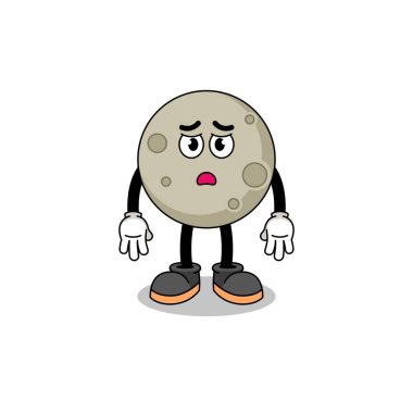 Hüzünlü yüzlü ay çizgi filmi çizimi, karakter tasarımı