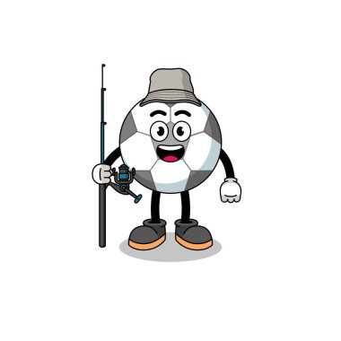 Futbol topu balıkçısının maskot resmi, karakter tasarımı