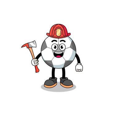 Futbol topunun maskotu itfaiyeci, karakter tasarımı.