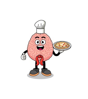 İtalyan bir aşçı olarak beynin tasviri, karakter tasarımı.