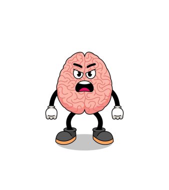 Sinirli ifadeli beyin karikatürü çizimi, karakter tasarımı