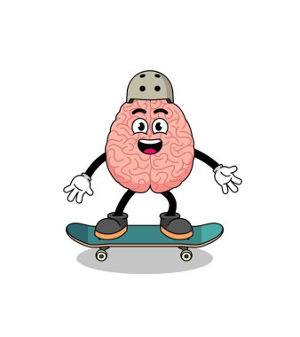 Beyin maskotu kaykay oynuyor, karakter tasarımı