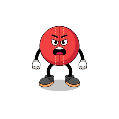 Kriket topu karikatür çizimi kızgın ifade, karakter tasarımı