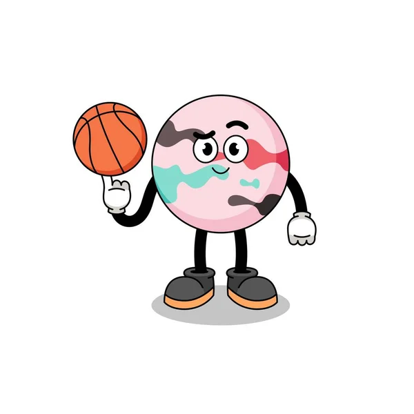 Fürdő Bomba Illusztráció Mint Egy Kosárlabda Játékos Karakter Design — Stock Vector