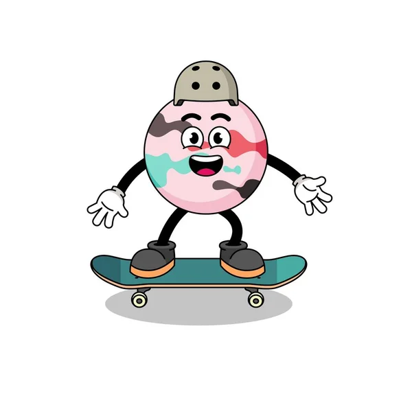 Bad Bomb Maskot Spelar Skateboard Karaktär Design — Stock vektor