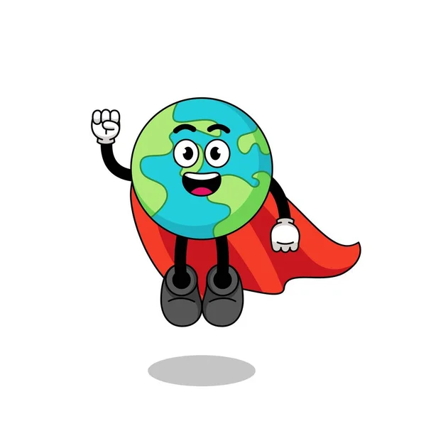 Bande Dessinée Terre Avec Super Héros Volant Character Design — Image vectorielle