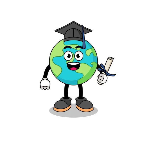 Mascotte Terre Avec Pose Graduation Design Personnage — Image vectorielle