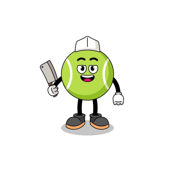 Mascotte Balle Tennis Comme Boucher Character Design — Image vectorielle