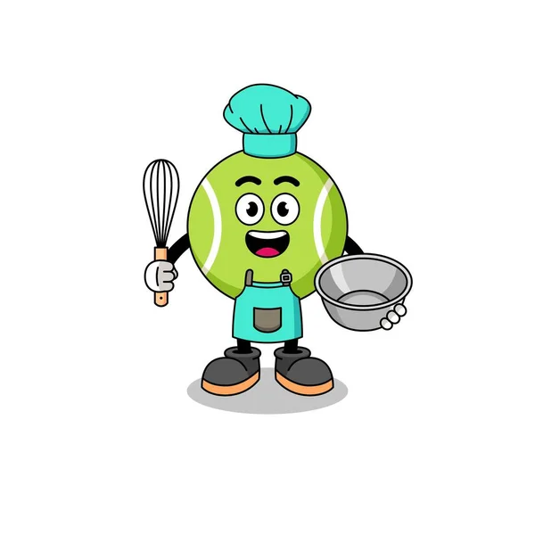 Illustration Balle Tennis Tant Que Chef Boulangerie Character Design — Image vectorielle