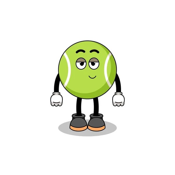 Couple Balle Tennis Dessin Animé Avec Pose Timide Character Design — Image vectorielle