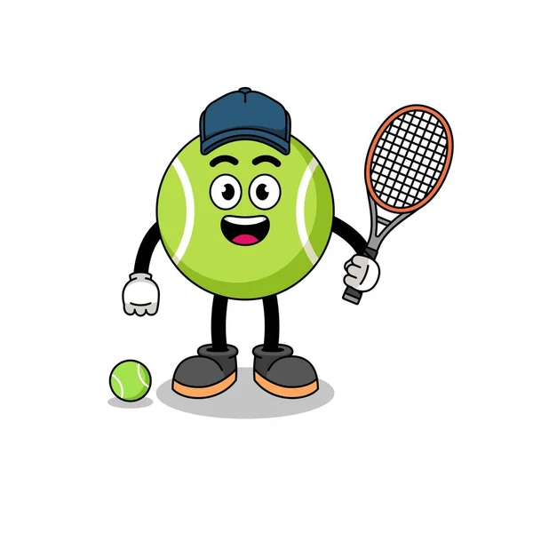 Tennisball Illustration Als Tennisspieler Charakterdesign — Stockvektor