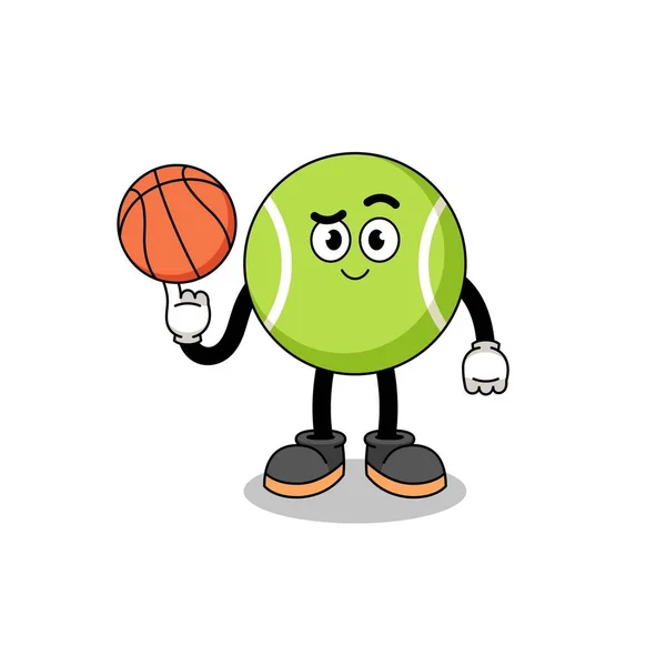 Illustration Balle Tennis Tant Que Joueur Basket Ball Character Design — Image vectorielle