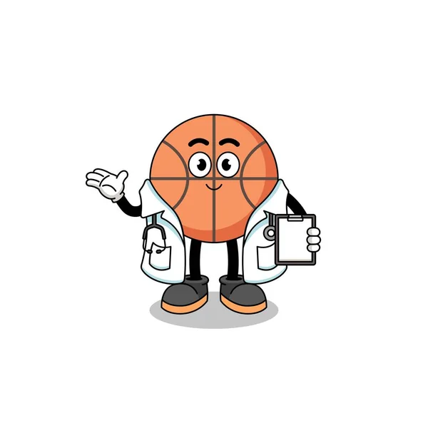 Mascotte Dessin Animé Basket Ball Médecin Character Design — Image vectorielle