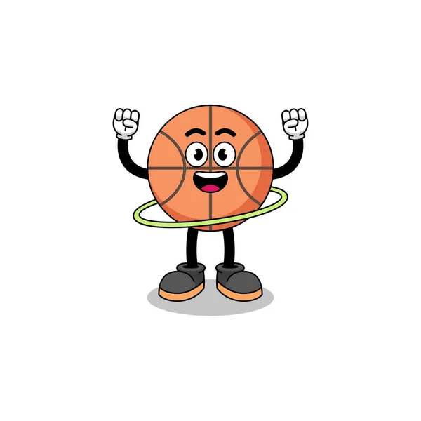 Charakter Ilustrace Basketbalové Hry Hula Obruč Charakter Designu — Stockový vektor