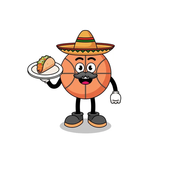 Desenhos Animados Personagem Basquete Como Chef Mexicano Design Personagem — Vetor de Stock