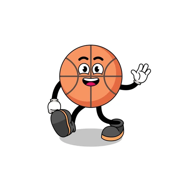 Basket Ball Dessin Animé Marche Character Design — Image vectorielle