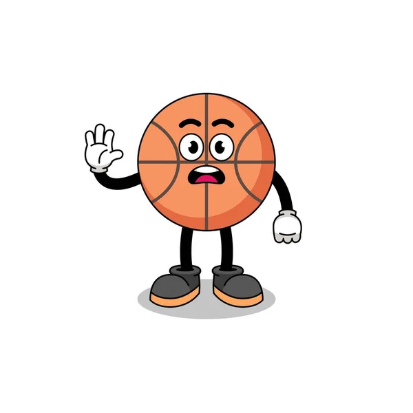 Illustration Dessin Animé Basket Ball Faisant Main Arrêt Character Design — Image vectorielle