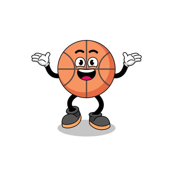 Basketball Cartoon Searching Happy Gesture Character Design — Stock Vector