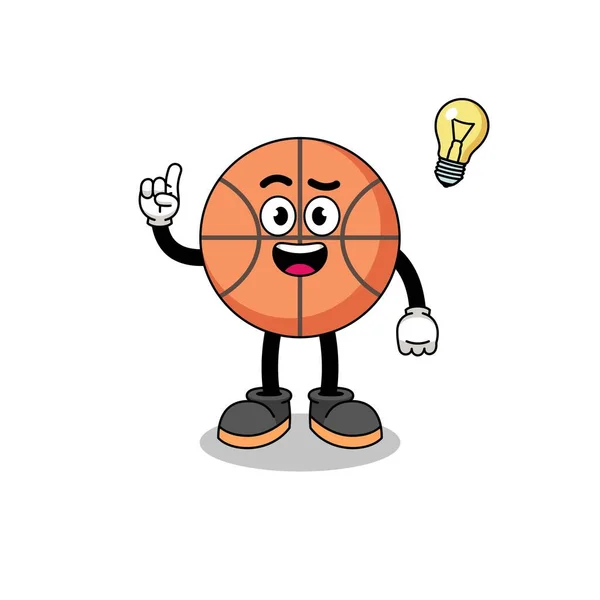 Dessin Animé Basket Ball Avec Avoir Une Idée Pose Character — Image vectorielle
