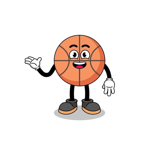 Desenhos Animados Basquete Com Pose Boas Vindas Design Personagem — Vetor de Stock