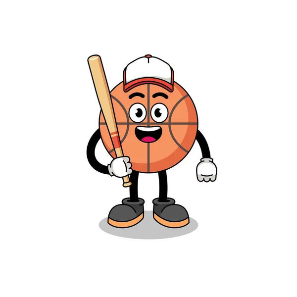 Mascotte Basket Ball Dessin Animé Tant Que Joueur Baseball Character — Image vectorielle