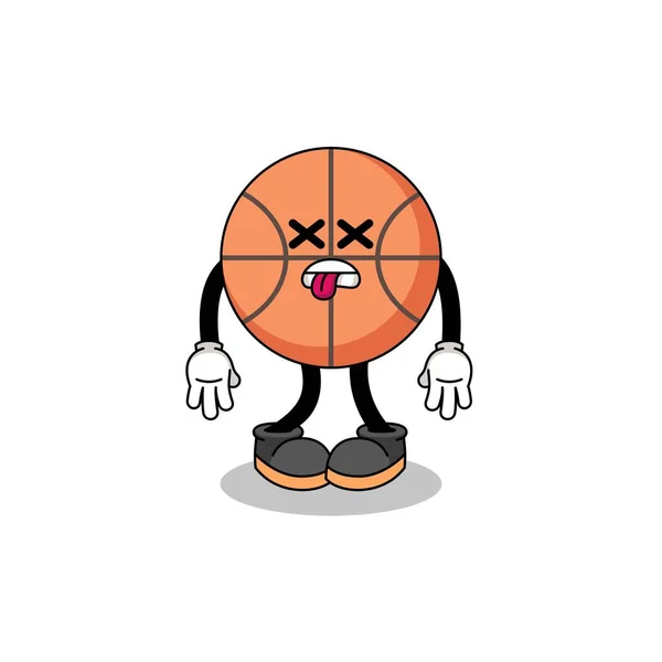 Illustration Mascotte Basket Ball Est Mort Character Design — Image vectorielle