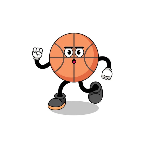 Mascotte Basket Ball Cours Exécution Illustration Character Design — Image vectorielle