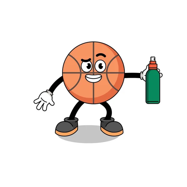 Illustration Basket Ball Dessin Animé Tenant Moustiques Character Design — Image vectorielle