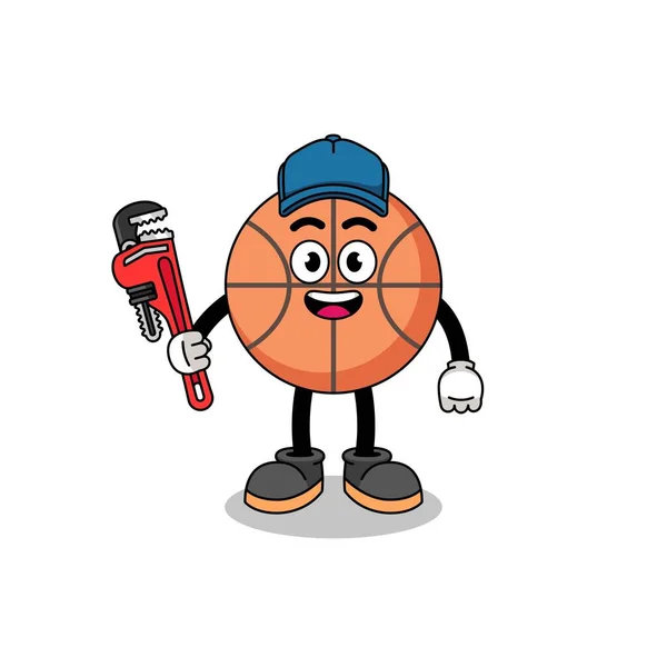 Illustration Basket Ball Dessin Animé Tant Que Plombier Character Design — Image vectorielle