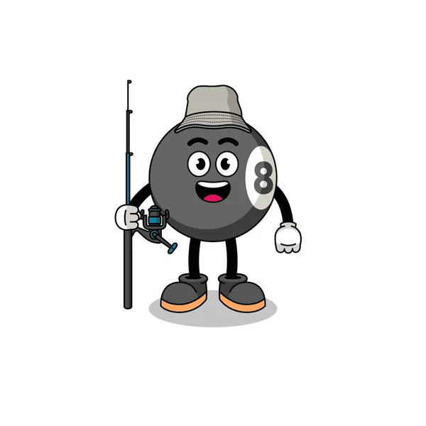 ビリヤードボール漁師のマスコットイラスト キャラクターデザイン — ストックベクタ