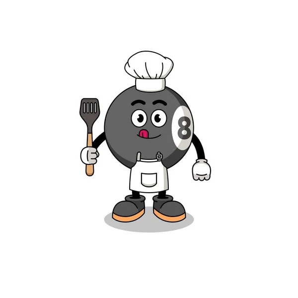 Mascotte Illustration Chef Boule Billard Character Design — Image vectorielle