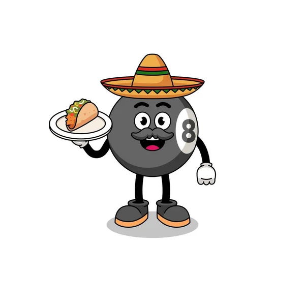 Desenhos Animados Caráter Bola Bilhar Como Chef Mexicano Design Personagem — Vetor de Stock