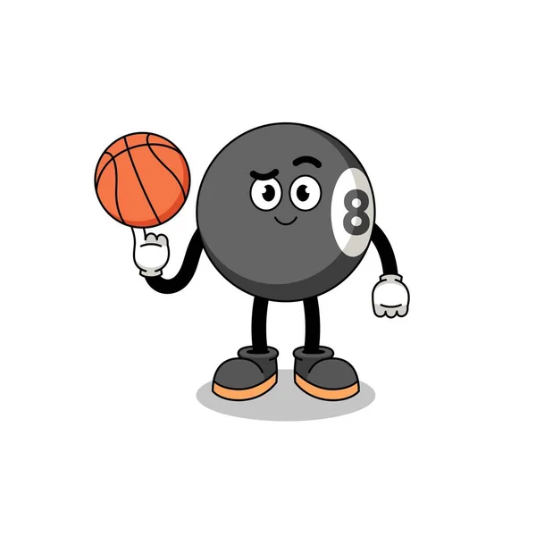 Illustration Balle Billard Tant Que Joueur Basket Ball Character Design — Image vectorielle