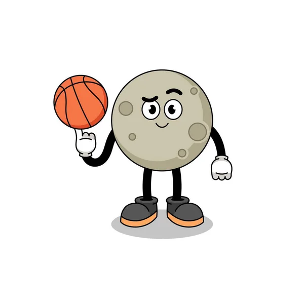 Měsíční Ilustrace Jako Basketbalista Charakter Designu — Stockový vektor