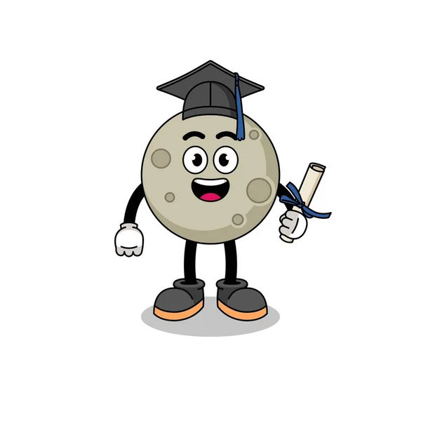 Mascote Lua Com Pose Graduação Design Personagem —  Vetores de Stock